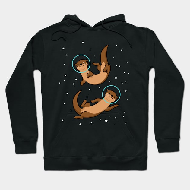 Otter Astronaut Gift Kids Otter Gift Women Space Sea Otter Hoodie by PomegranatePower